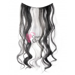 Extensie de par cu 4 Clips On delux simpla ondulata de 51 cm, Brunet Cenusiu mixt 39757